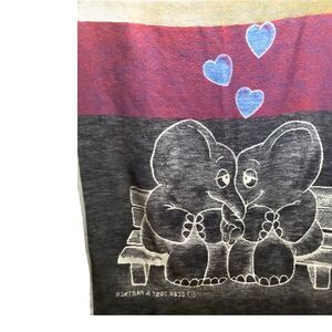 Biederlack Gebr Jost Partner Elephant‎ Hearts Blanket 77" X 53" USA Vintage